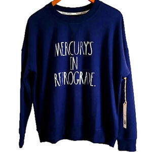 NWT Rae Dunn women's  Pull Over Sweater Size M Navy blue longsleeves